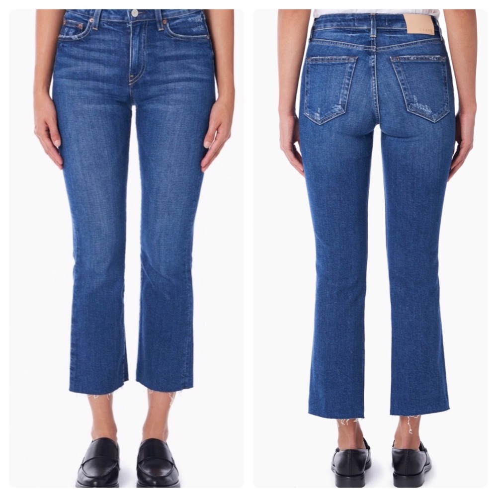 TRAVE Colette Midrise Kick Flare Raw Hem Jeans 24 - Picture 6 of 6